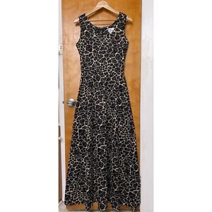 Vintage 1960s 70s Knit Giraffe Animal Print Maxi Dress Size 14 L Hostess Safari